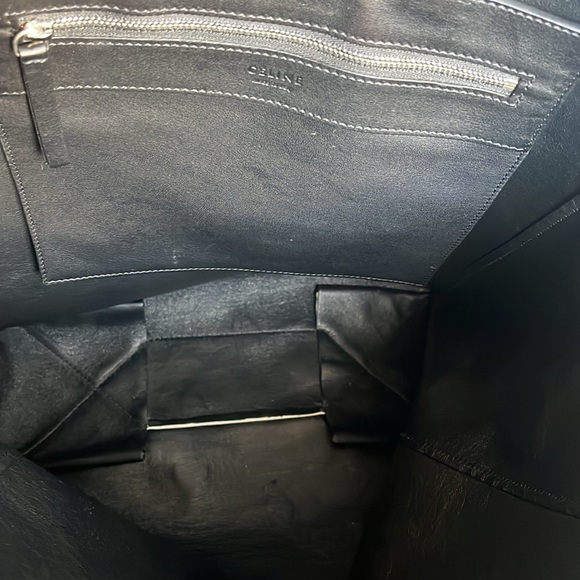 Celine leather and fabric cabas tote with fuzzy tufts - Picture 8 of 11